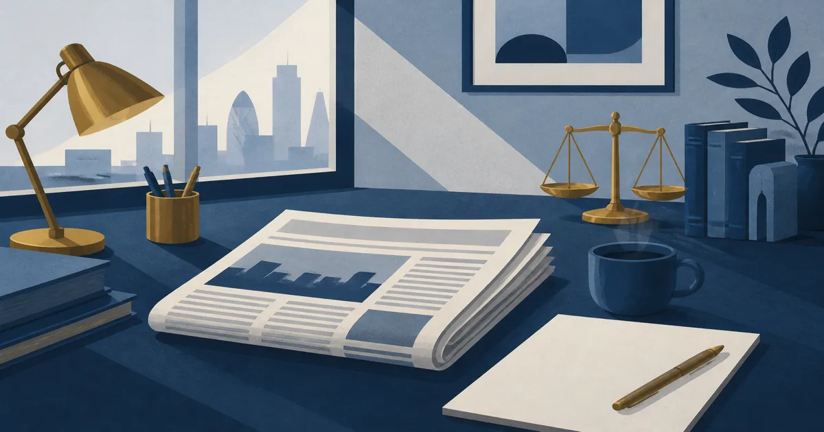 Law student reading business news to build commercial awareness